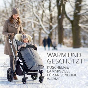 Preview: BAMBINIWELT Winterfußsack in Mumienform für Kinderwagen und Buggy, 110cm, Wolle, Design MELIERT